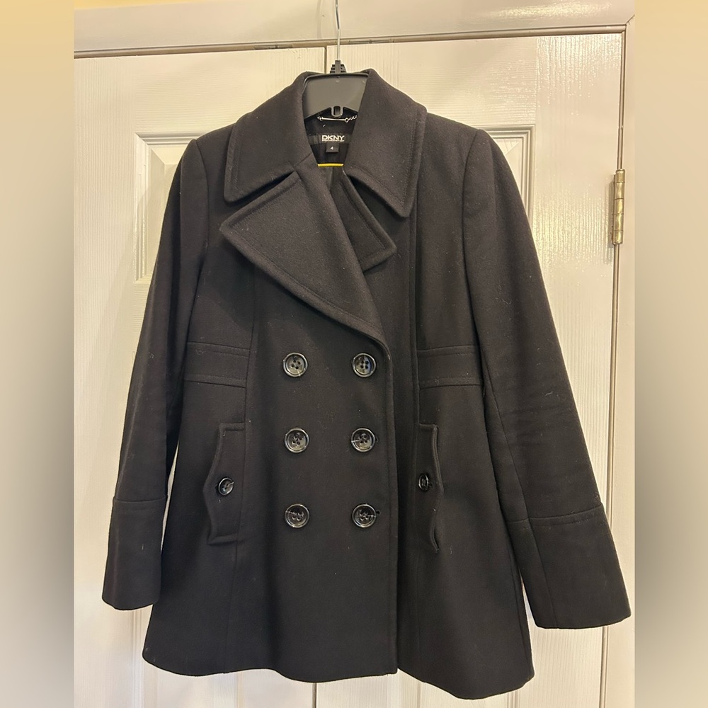 Black DKNY peacoat. Size 4